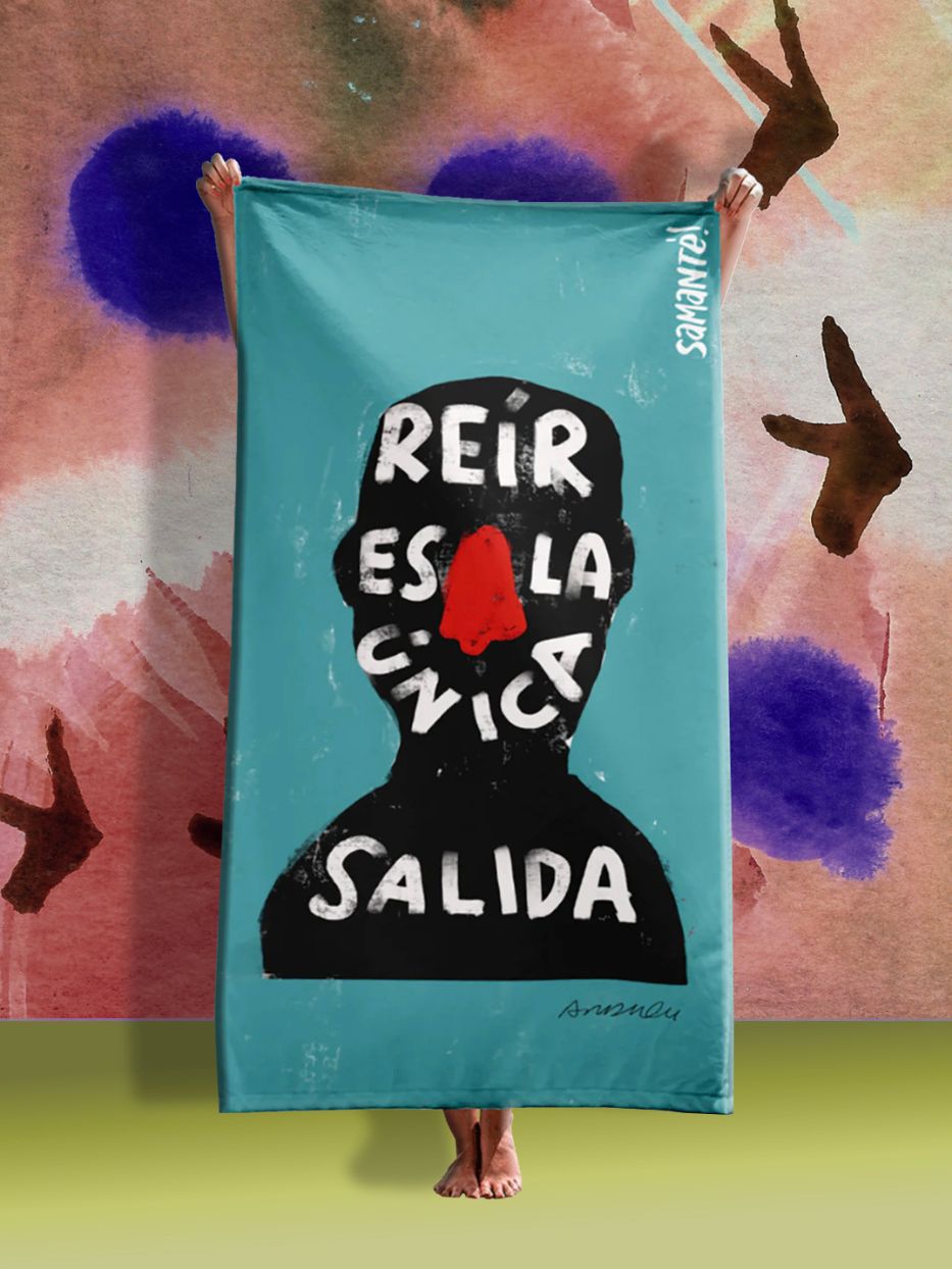 Toalla playa "Reír es la única salida"