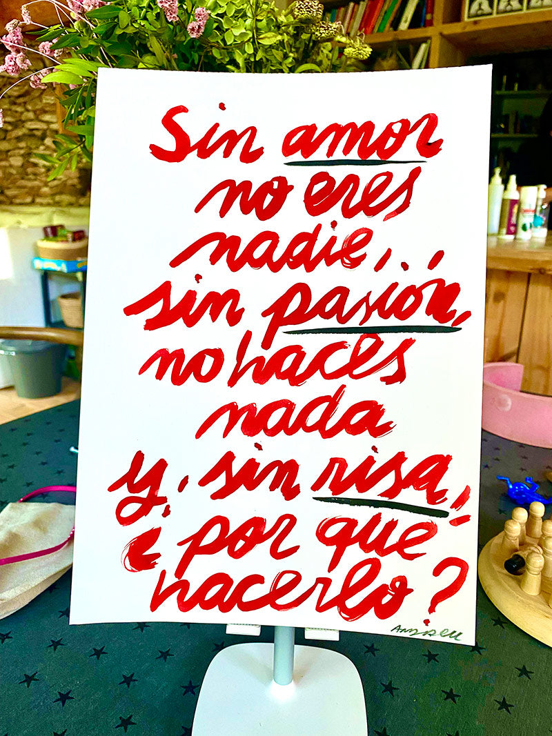 Print "Amor, Pasión, Risa"