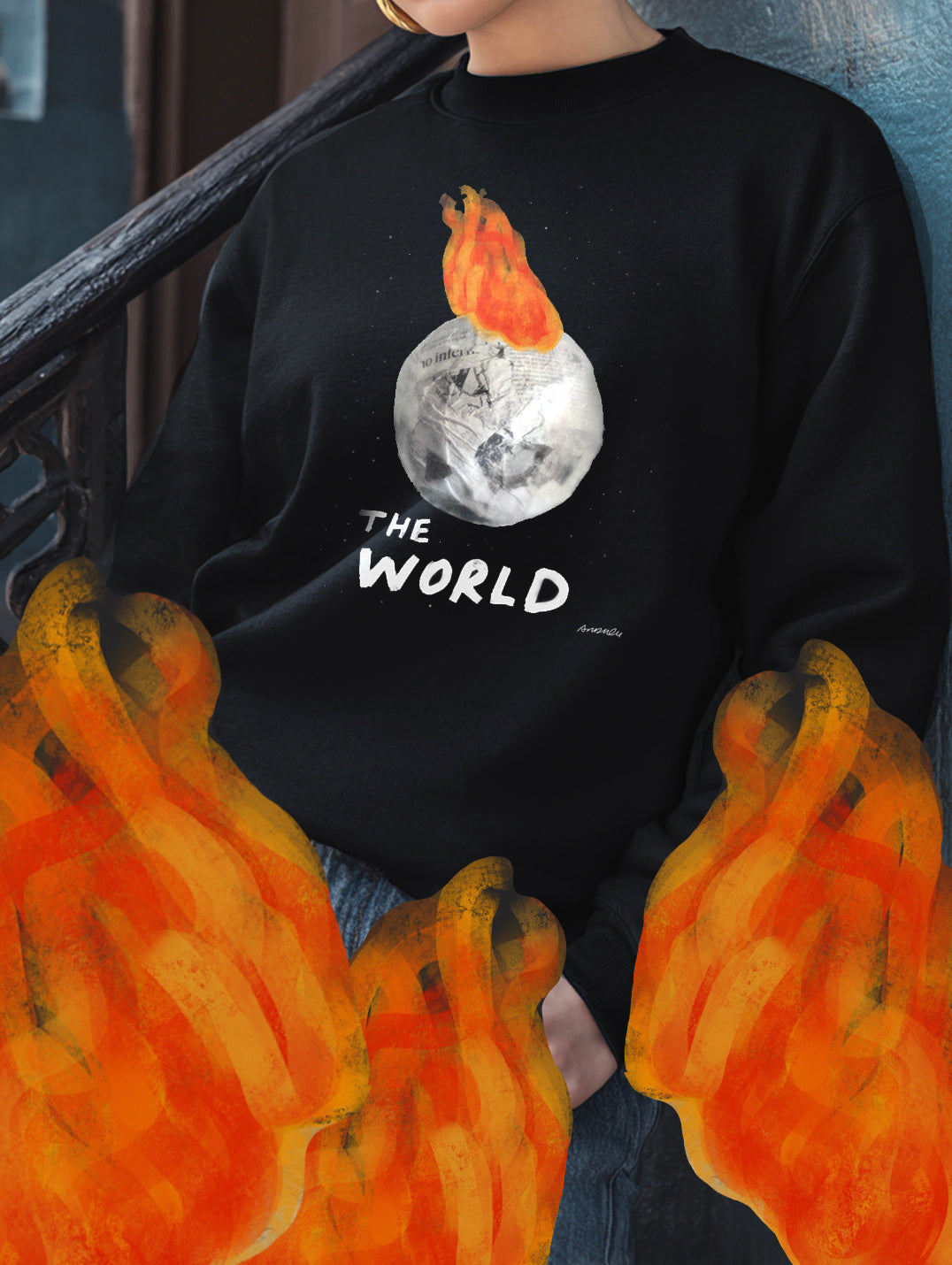 Sudadera "The World on Fire" sin capucha