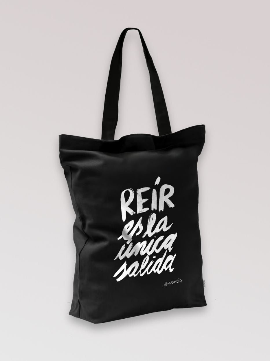 Tote Bag "Reír es la única salida" tipográfico