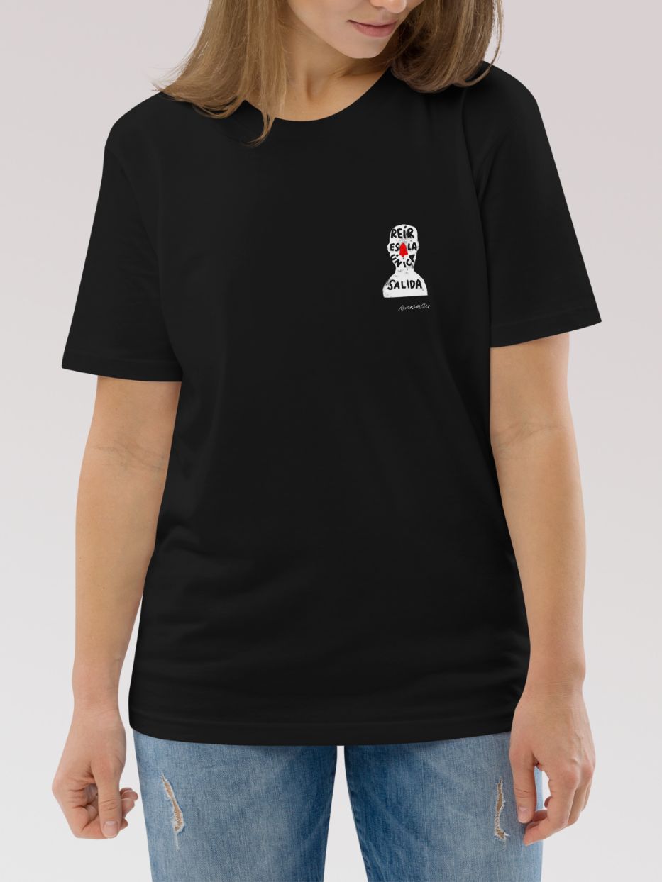 Camiseta "Reír es la única salida" Minimal