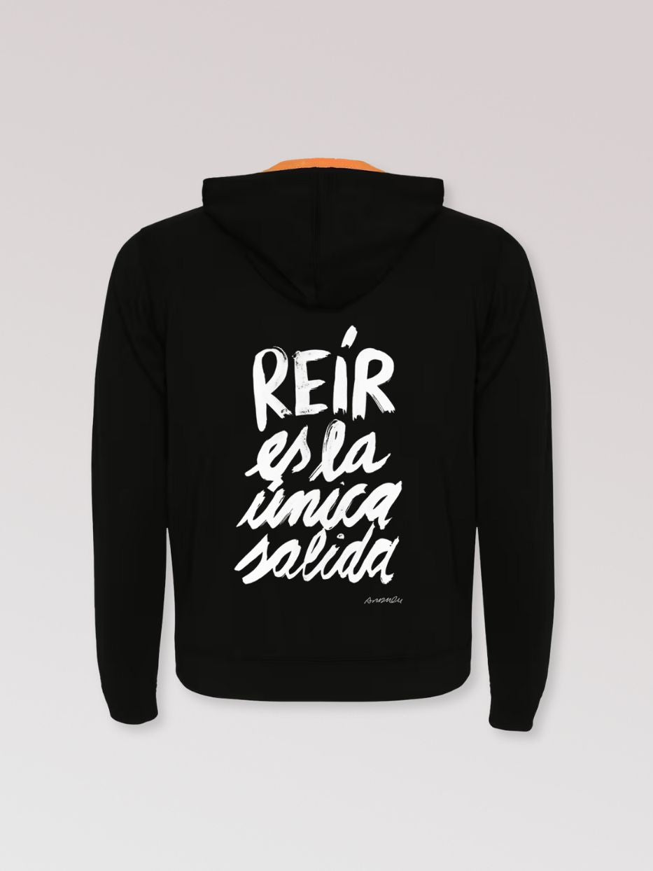 Sudadera "Reír es la única salida" con cremallera y capucha